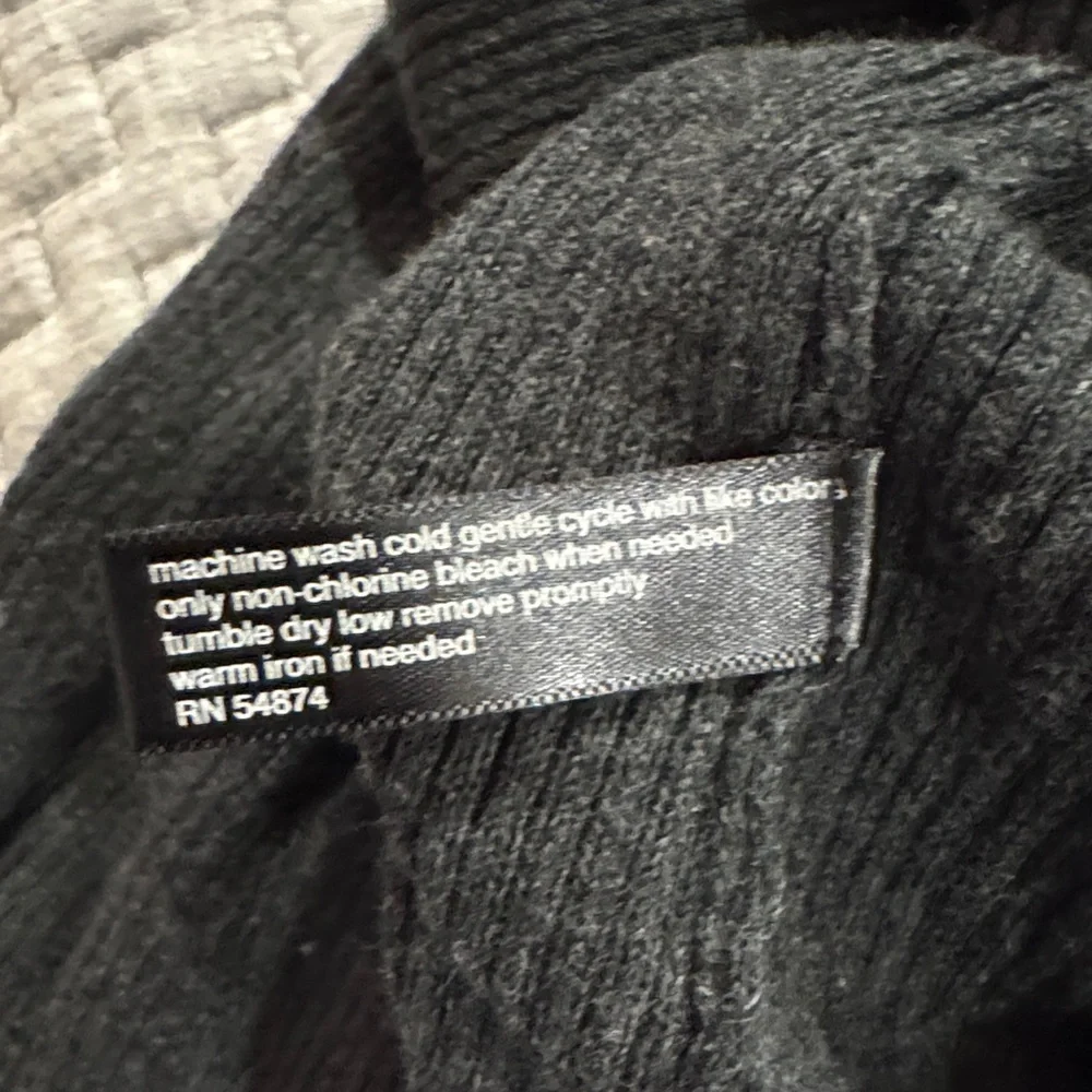 The Limited Gray ribbed ruffle button down V-Neck Sweater - Picture 8 of 11